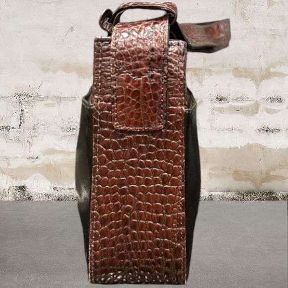 Brahmin Crocc Embossed Leather Shoulder Bag - Picture 2 of 12